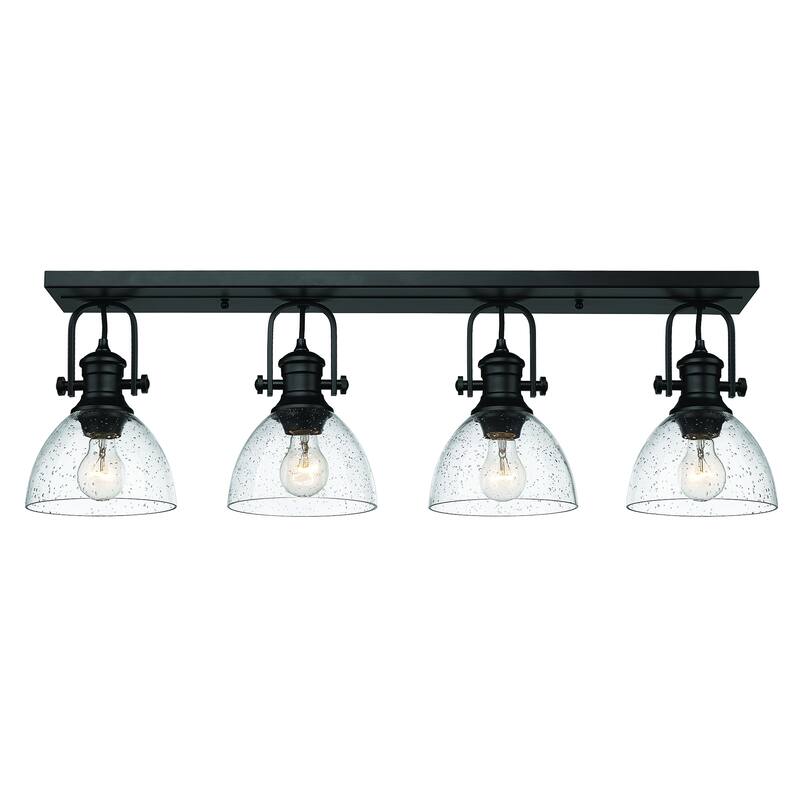 Hines 4 Light Semi-Flush - Matte Black with Seeded Glass