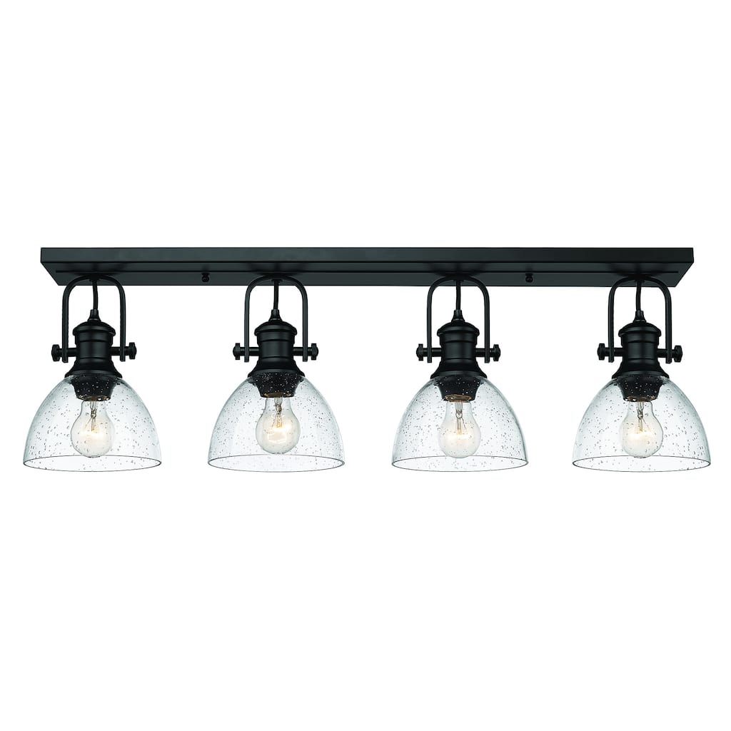 Hines 4 Light Semi-Flush - Matte Black with Seeded Glass
