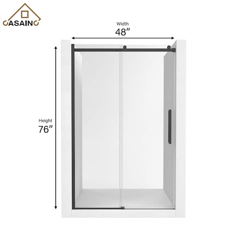 CASAINC 48"/60"W x 76" Sliding Frameless Shower Door with SGCC certification