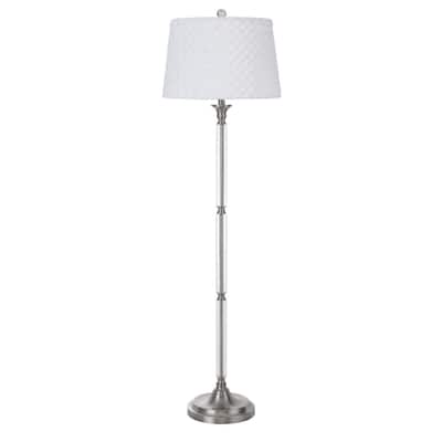 60" Modern Classic Nickel Floor Lamp with White Square Shade for Living Room Bedroom or Office - 60" H x 17" W x 17" D