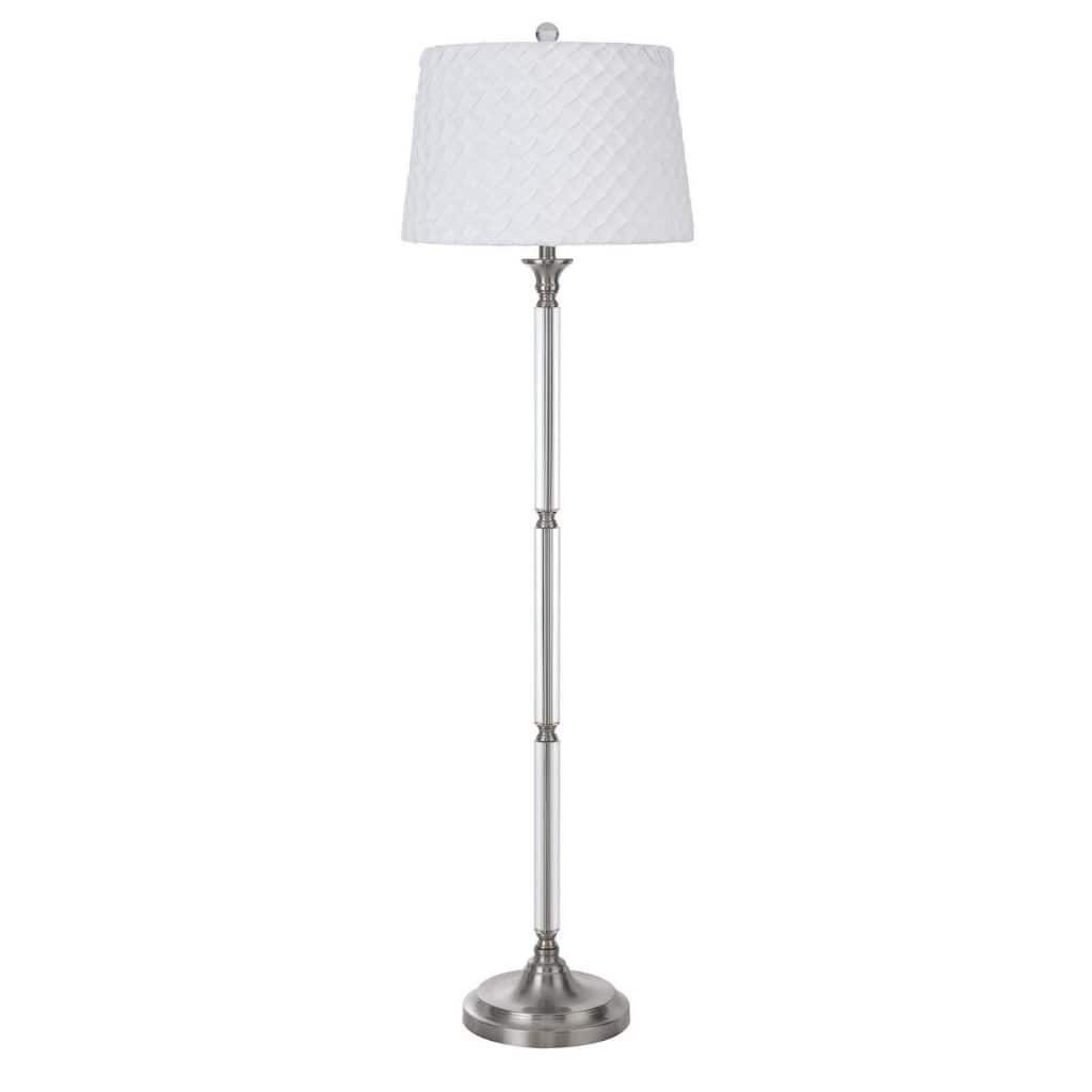 60" Modern Classic Nickel Floor Lamp with White Square Shade for Living Room Bedroom or Office - 60" H x 17" W x 17" D
