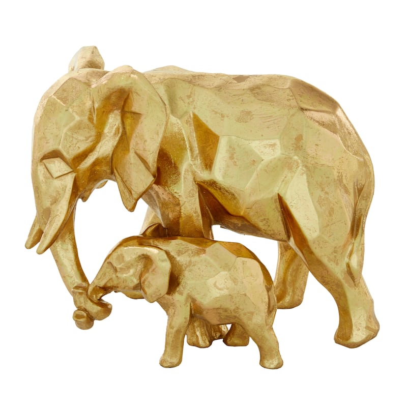 CosmoLiving by Cosmopolitan Gold Polystone Elephant Decorative Sculpture - 7 x 10 x 8
