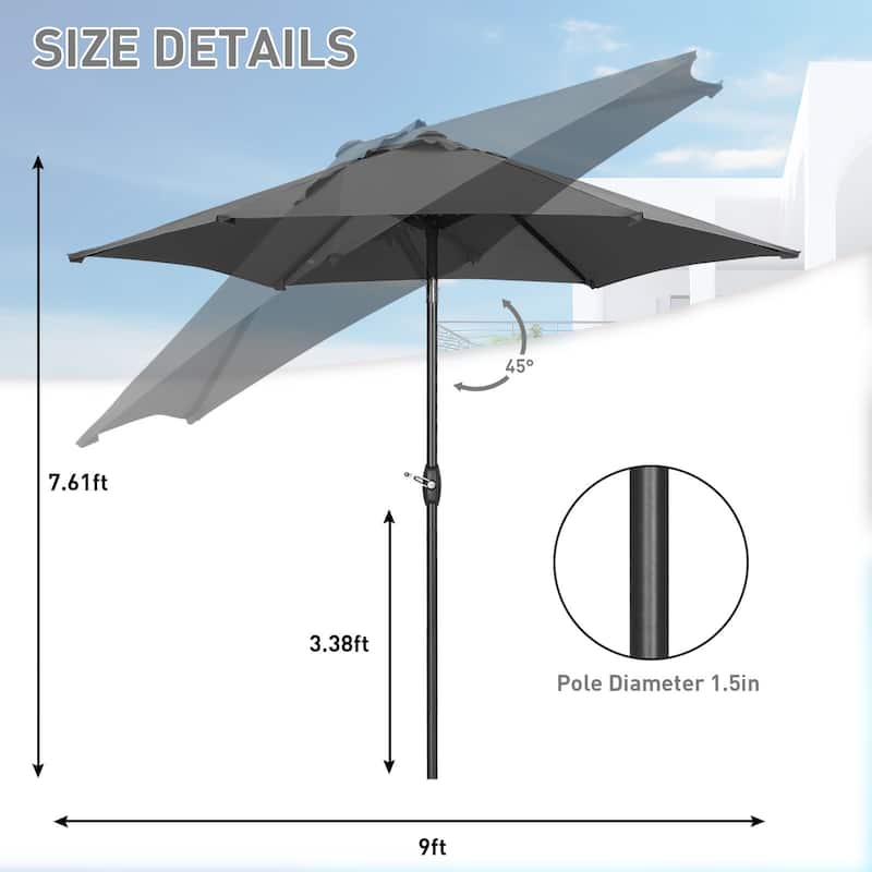 Ainfox 9ft Outdoor Patio Umbrella Without Base for Garden, Patio, Swimming Pool