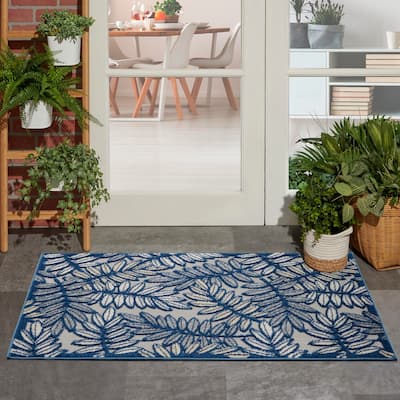 Nourison Aloha Leaf Print Vibrant Indoor/Outdoor Area Rug