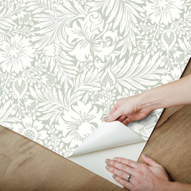 Erin & Ben Vintage Duck Egg Modern Acanthus Peel and Stick Wallpaper