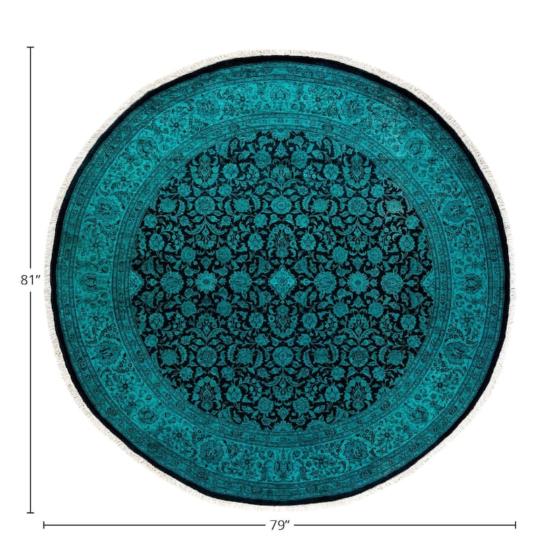 Fine Vibrance, One-of-a-Kind Hand-Knotted Area Rug - Green, 6' 7" x 6' 9" - 6' 7" x 6' 9"