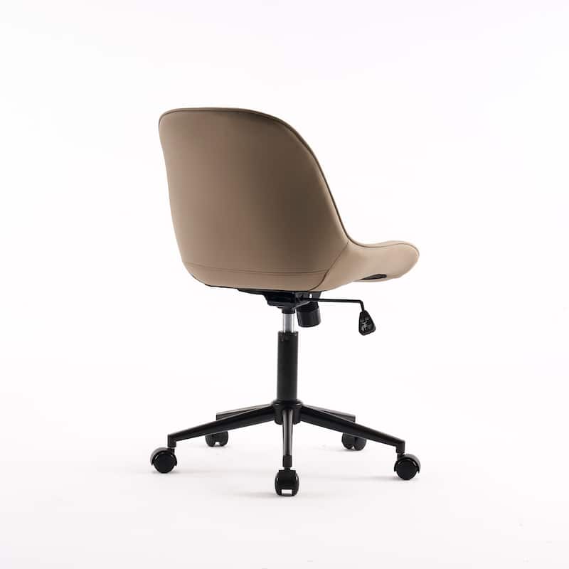 Armless Swivel Office Chair, Faux Leather Task Chairs with Wheels
