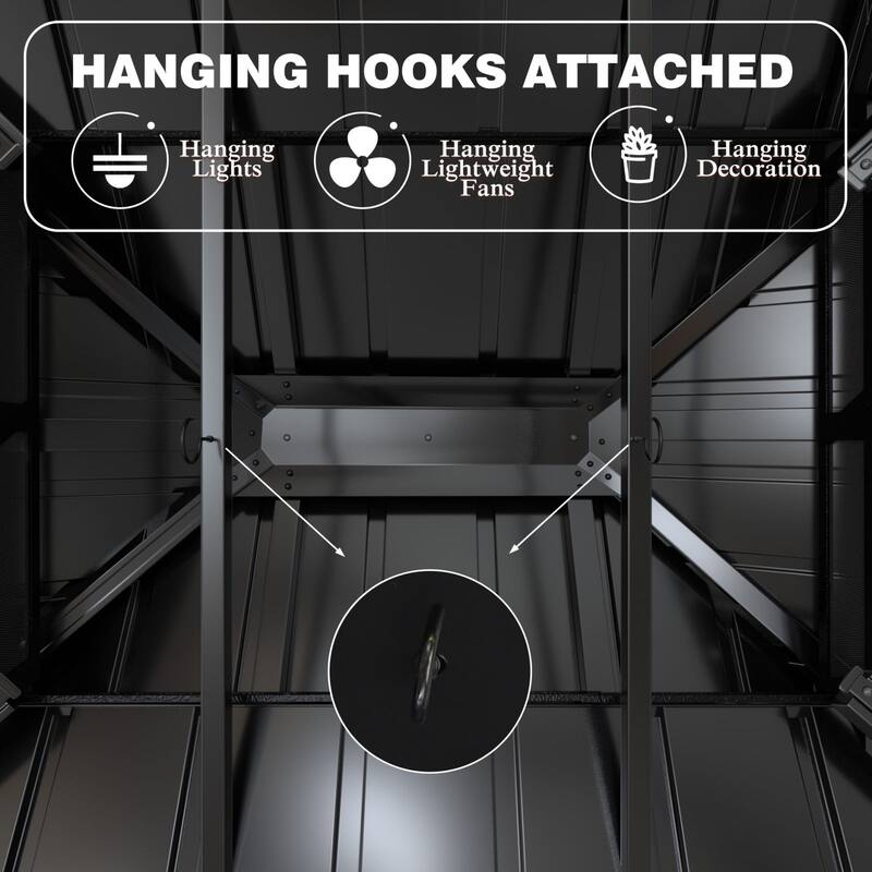 VEIKOUS Aluminum Double Hardtop Gazebo Pergola for Patio, Lawn, and Garden with Removable Netting