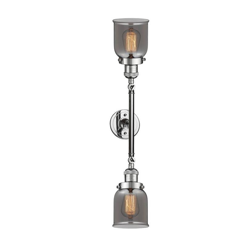 Innovations Lighting Small Bell 2 Light 23" Wide Bathroom Vanity Light - Polished Chrome / Plated Smoked