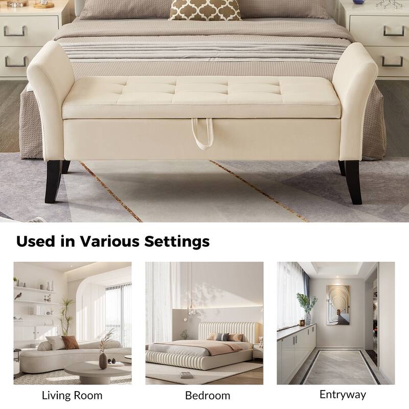 Ramiro Contemporary Velvet Storage Bench by HULALAHOME