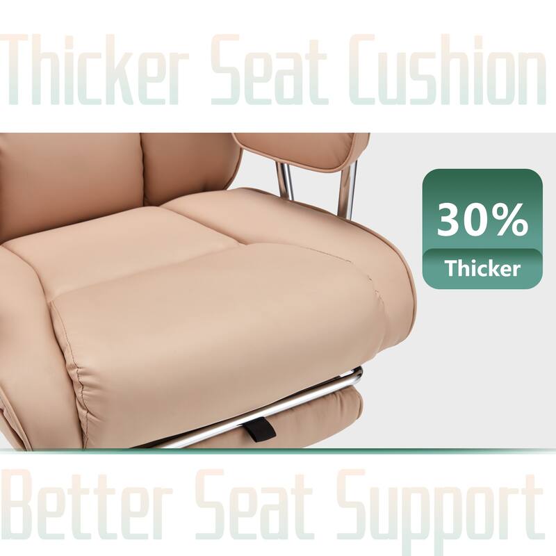 Big and Tall Leather Office Chair with Foot Rest with Adjustable Back for People up to 400 lbs