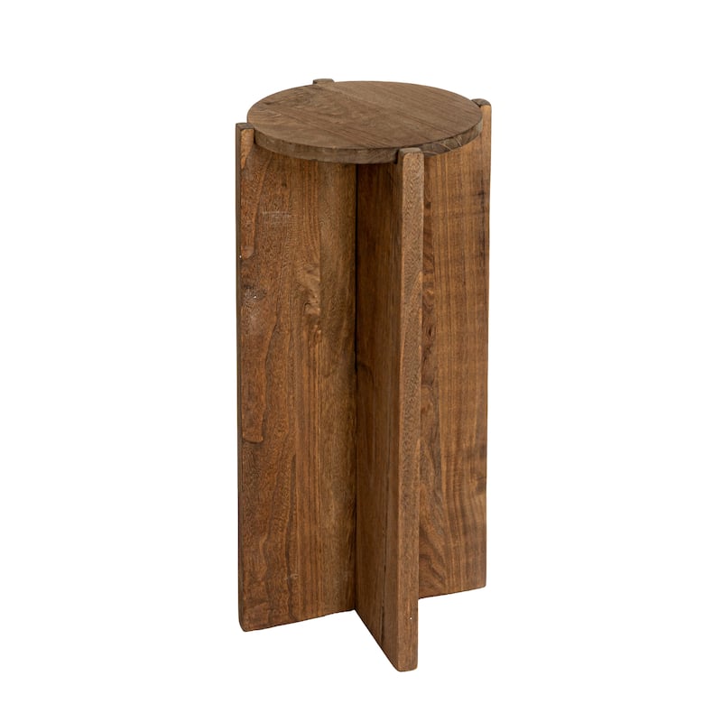 Paulownia Wood Accent Table - 14" Round - Dark Brown