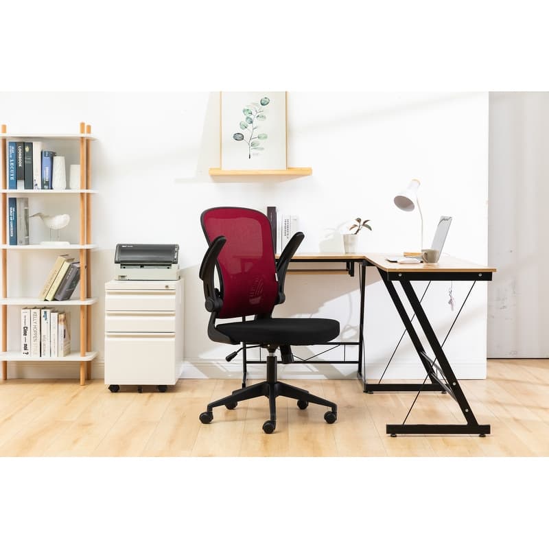 Newton Modern Mid-Back Mesh Office Chair with Flip-Up Arms, Adjustable Height, Tilt Lock, Swivel Wheels Desk Chair