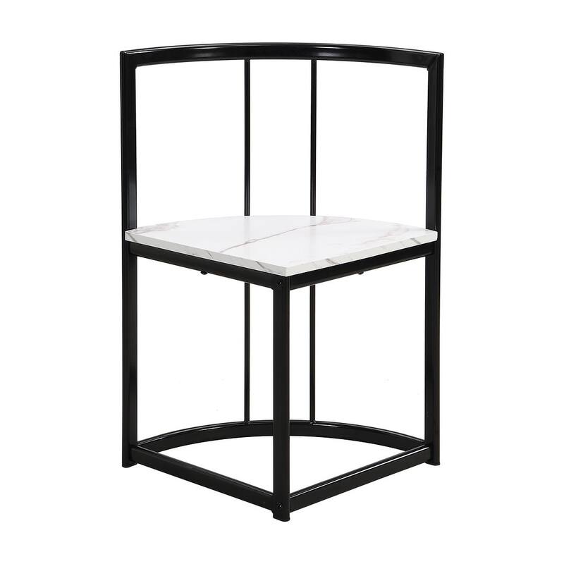 Dining Table Set for 6 - 55" Faux Marble Semi-Round Dining Table with 6 Chairs
