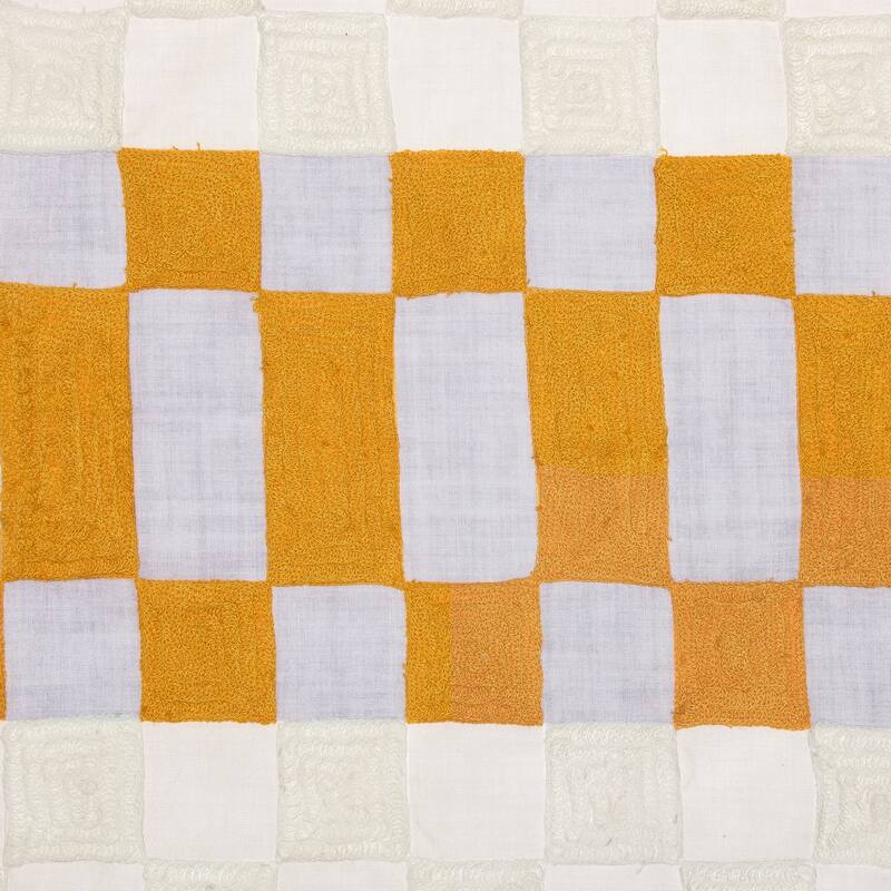 Handwoven Checkered Square Throw Pillow Cover - 20" - Yellow and Gray