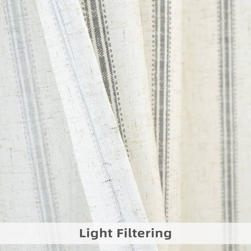 DriftAway Farmhouse Linen Blend Curtains Vertical Striped Printed Drapes