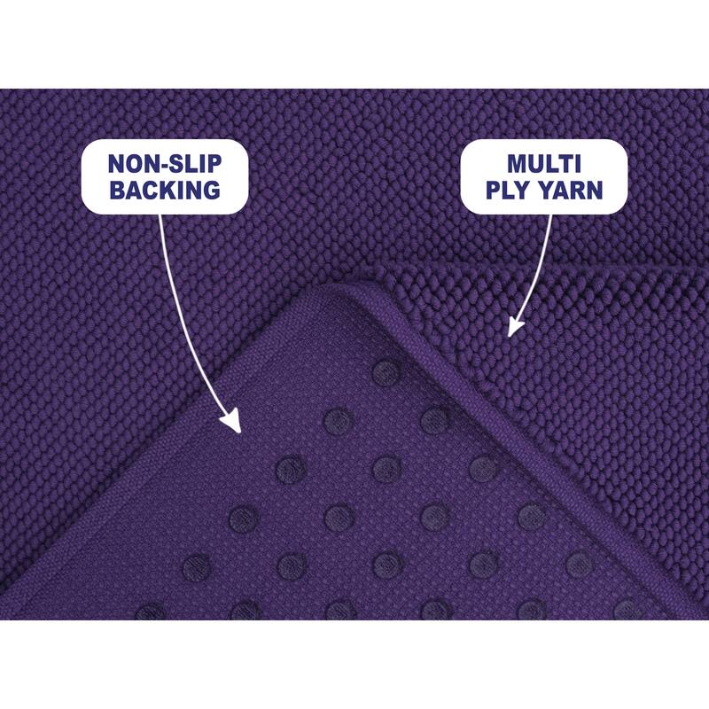 American Soft Linen 100% Cotton Bath Mat Rugs, 20x34 inches Slip Resistant Bottom Base Bath Mats for Bathroom