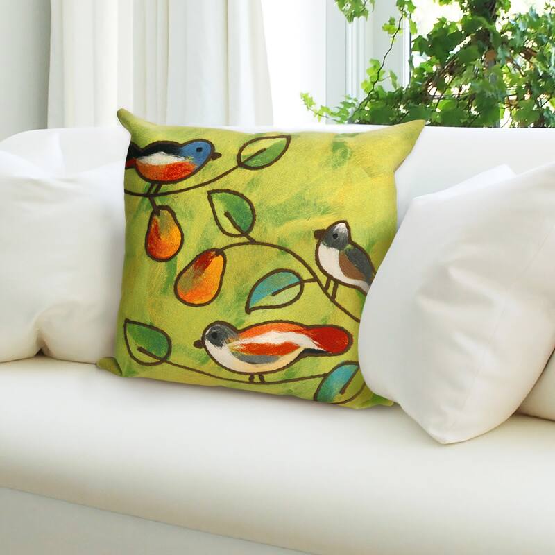 Liora Manne Visions III Song Birds Indoor/Outdoor Pillow Green 20" Square