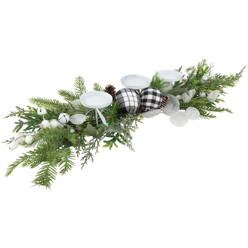 Mixed Foliage and Pinecone Christmas Pillar Candle Holder - 29"