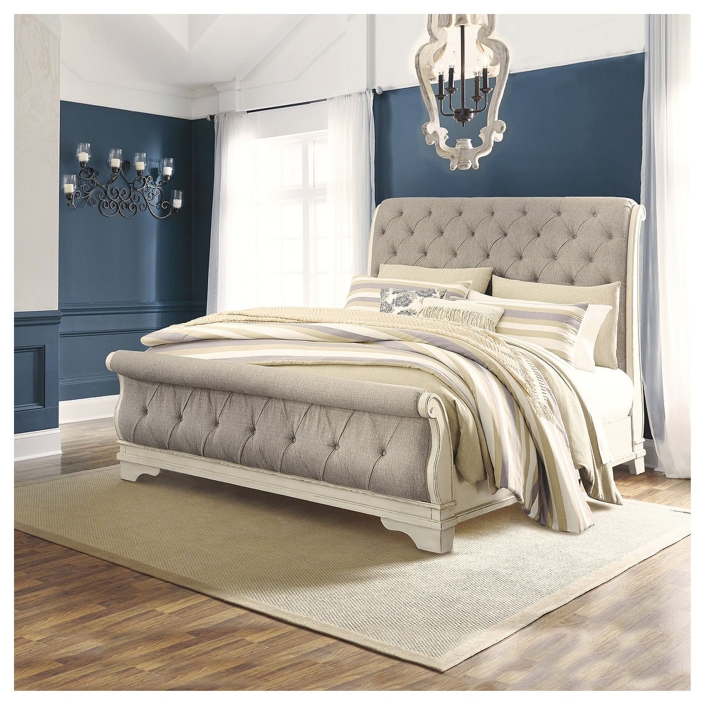 Signature Design by Ashley Realyn White/Gray Sleigh Bed