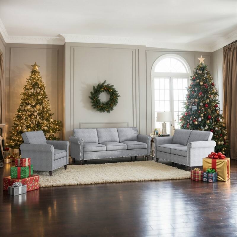 Mixoy Sectional Sleeper Sofa,Single Couch & Loveseat Couch &3 Seater Sofa, DIY Combination for Living Room - Light Grey