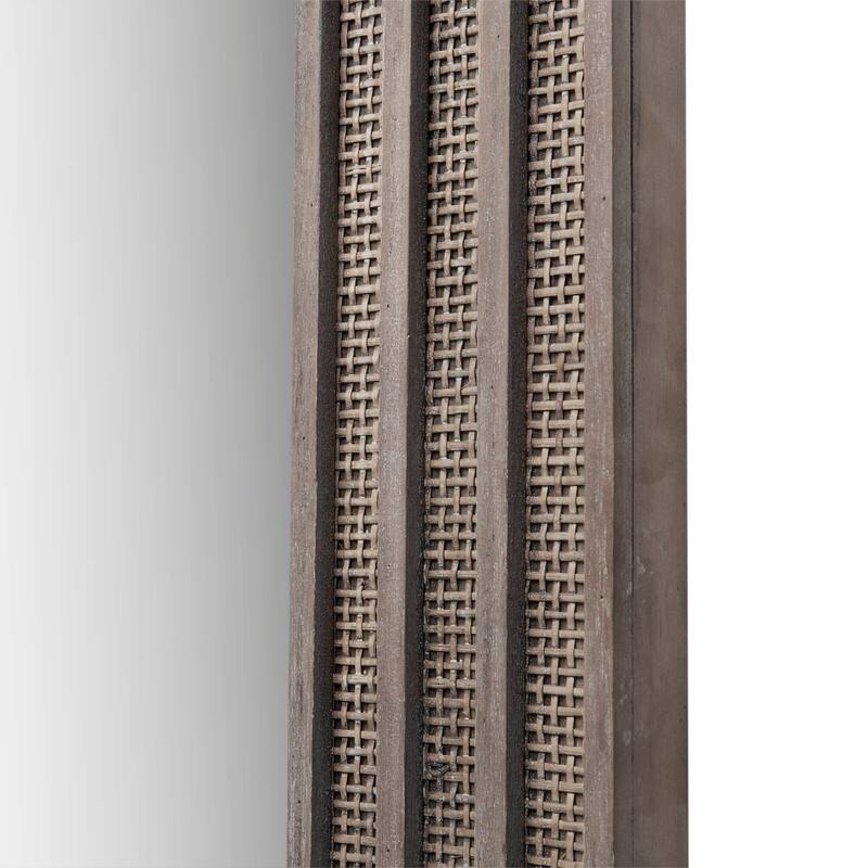 Martha Stewart Naomi Rectangular Wood and Rattan Mirror