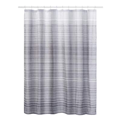French Connection Light Grey Cotton Blend 13 Piece Shower Curtain Set 70x72
