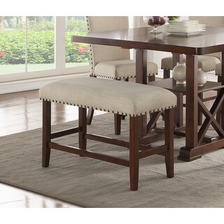 Carson Carrington Comiskey Cherry Finish Arm Dining Bench with Back ...