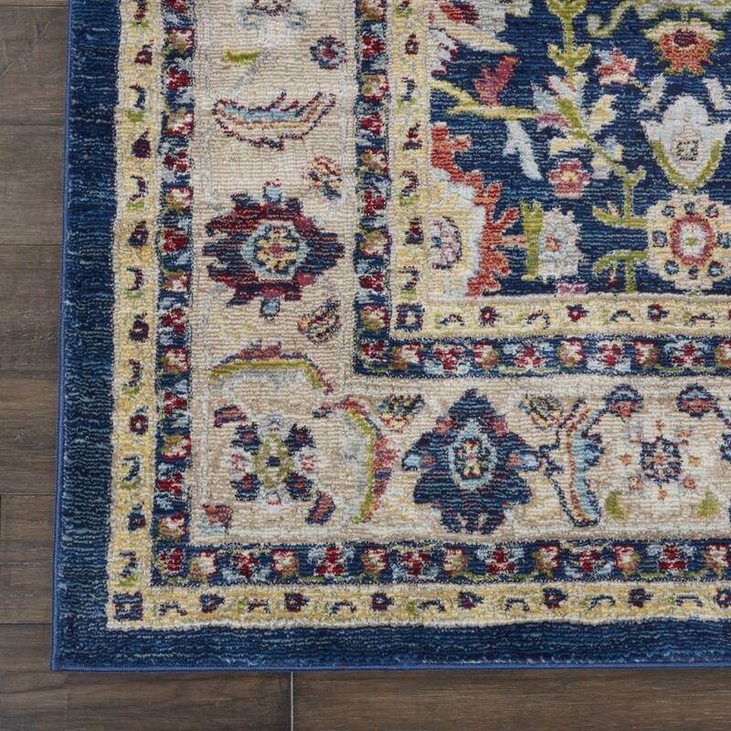 Power Loomed Distressed Floral Traditional Non Skid Area Rug - 118' X '94' X '0.5