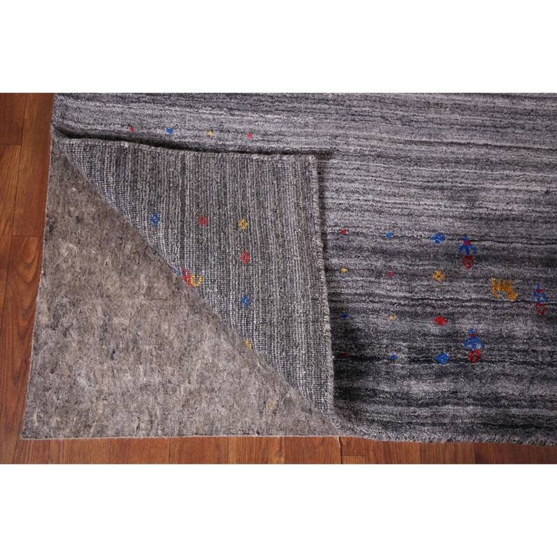 Striped Tribal Gabbeh Indian Area Rug Hand-Knotted Wool Carpet - 5'2"x 7'10"
