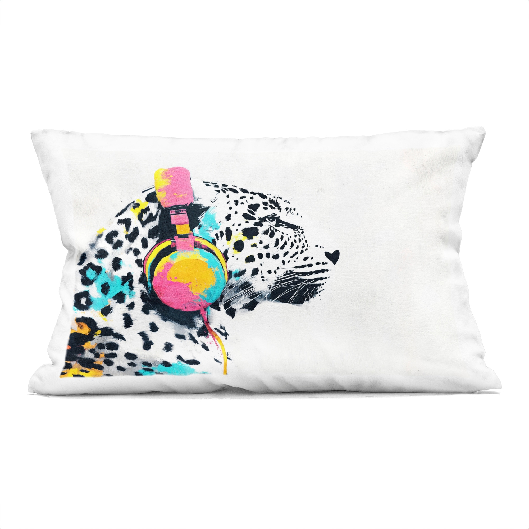 Stupell Leopard On Air Headphones Decorative Printed Throw Pillow Design by Svetlana Aleynikova