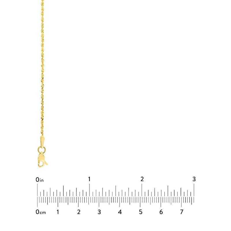 Curata 10k Yellow Gold 1.56mm Diamond Cut Rope Chain Necklace (Lobster)