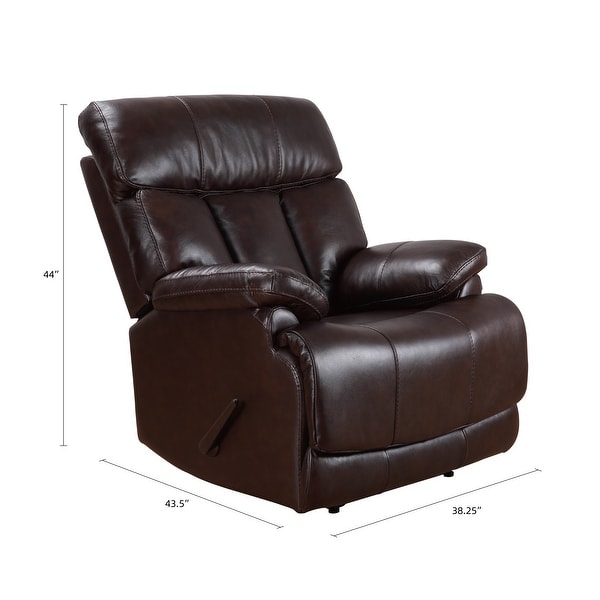 Davin Top Grain Leather Genuine Leather Brown Extendable Footrest Manual Recliner Black