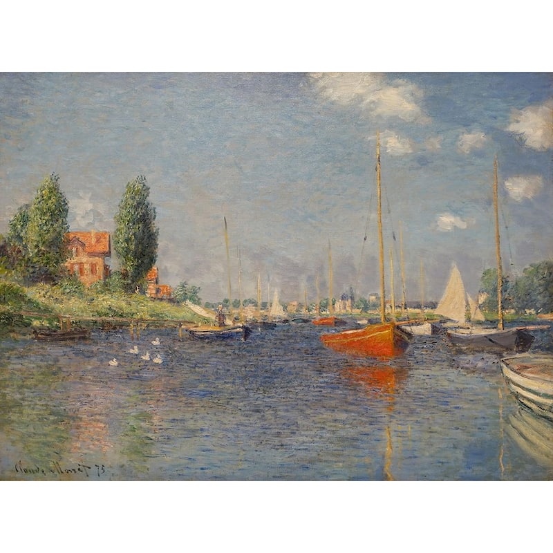 Monet Red Boats Classic Museum Master Art Poster - 24 x 36 Inch