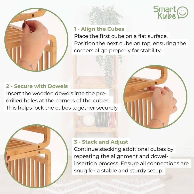 Smart Kube Bamboo Cube Storage, 13" Stackable Shelf Organizer