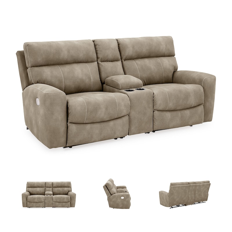 Signature Design by Ashley Next-Gen DuraPella 3-Piece Power Reclining Sectional Loveseat with Console - 91"W x 42"D x 42"H