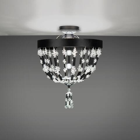 Bali 16in 1-Light LED Semi-Flush Mount 3000-3500-4000K CCT with Clear Optic Crystal - 16