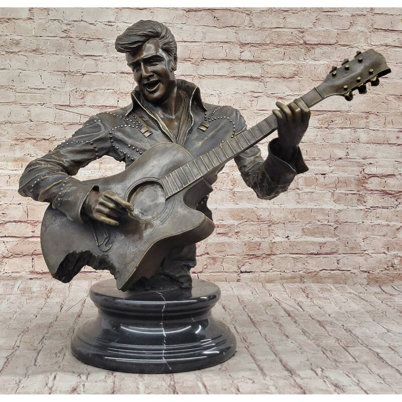 Elvis Presley Playing Guitar Bronze Bust Statue Sculpture Signed Original 24 Inches X 26 Inches