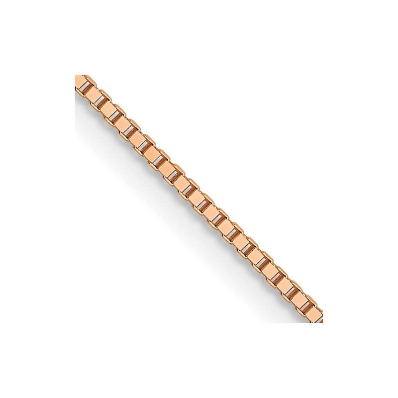 Curata 14k Rose Gold 0.7mm Box Chain Necklace for Women (Lobster) Options: 16 18 20 22 24