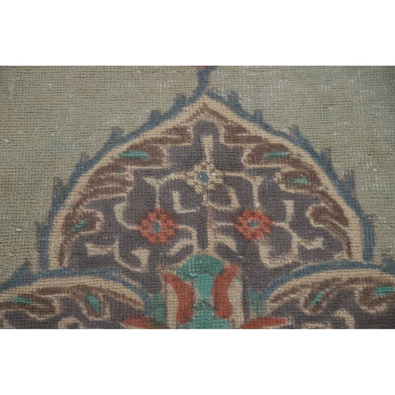 Hand Knotted Oriental 100% Wool Carpet Traditional Medallion Green Tabriz Area Rug - 10' 9'' X 7' 6''
