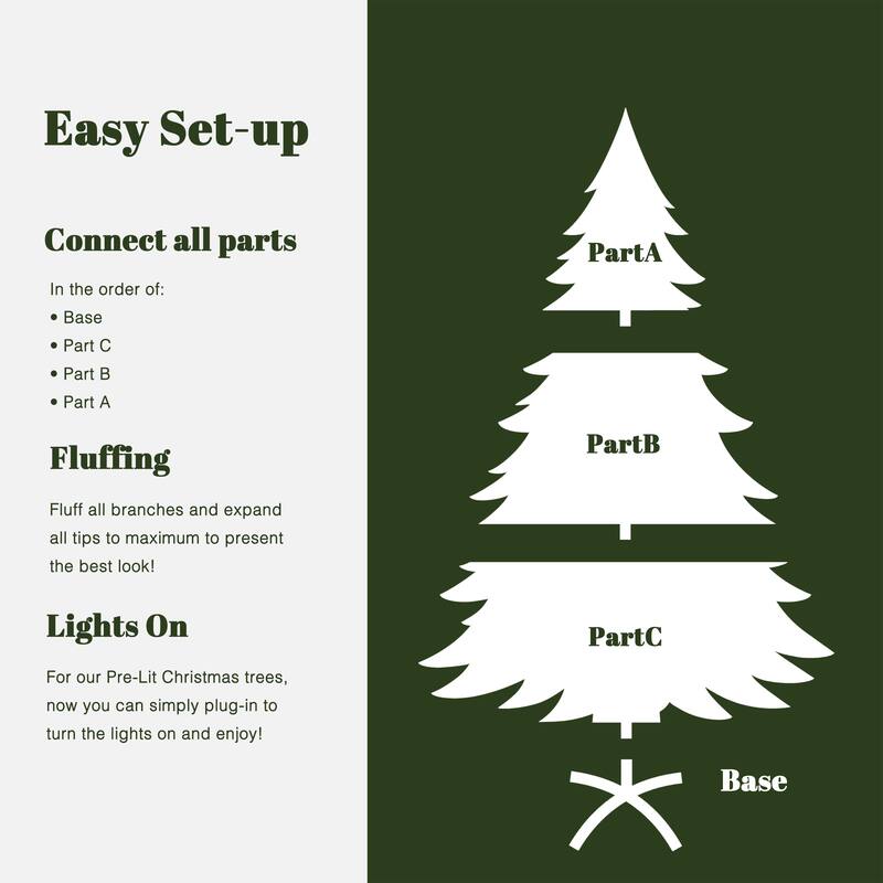 6Ft Pre-Lit Hinged Green Full Fir Artificial PE Christmas Tree - 72" H x 41.7" Diameter