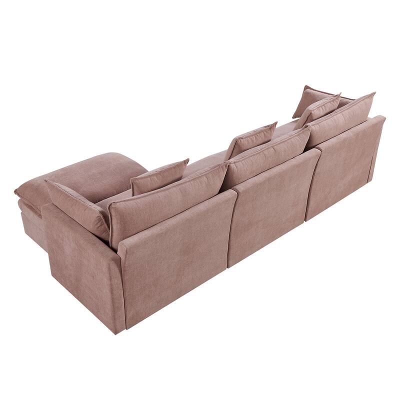 108.66" L-Shaped 4-Seater Sectional Sofa with Convertible Chaise and Ottoman, Spacious Cloud Couch Design