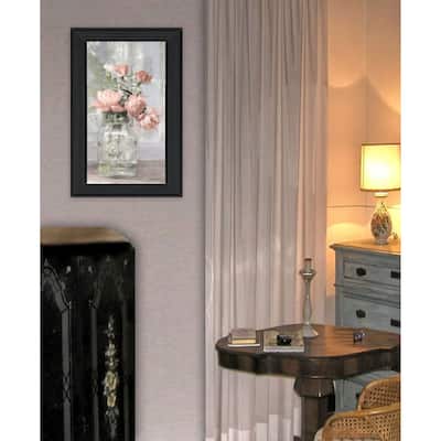 TrendyDecor4U Contemporary "Cottage Peach Roses" Framed Print Wall Art