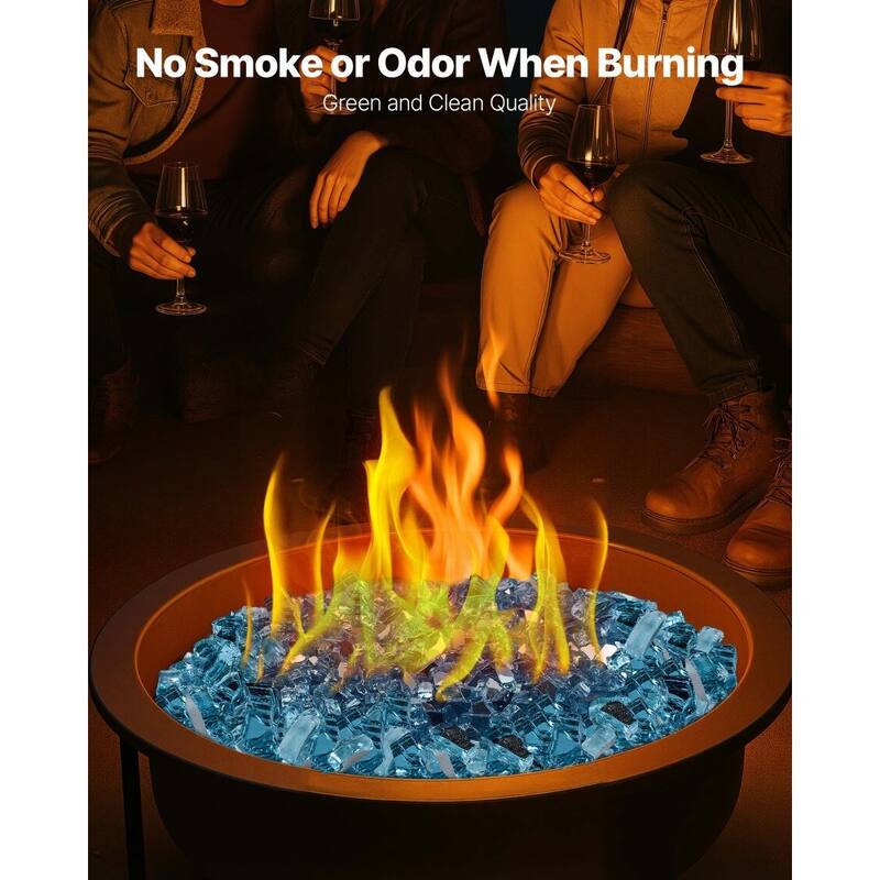 Aqua Blue Tempered Crushed Glass Heat Resistant Fire Pit - 1/2 inch