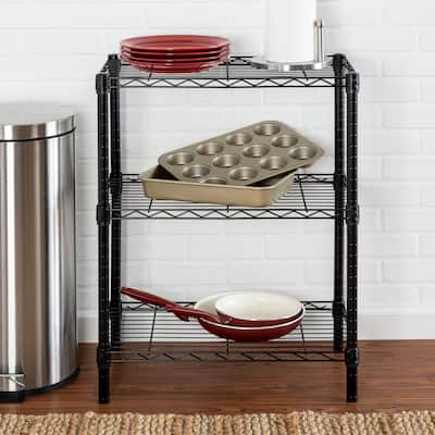 Black Steel 3-Tier Heavy Duty Adjustable Shelving Unit