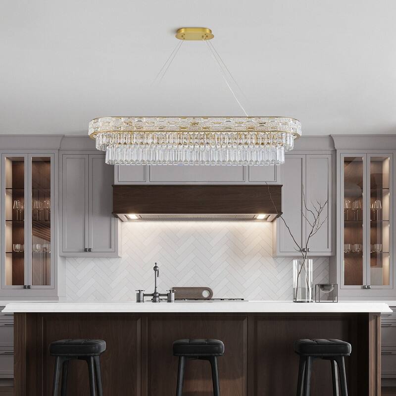 KAYLA Crystal Chandelier - Large K9 Crystal Pendant Light for High Ceilings, Entryway, Foyer, Dining Room & Living Room