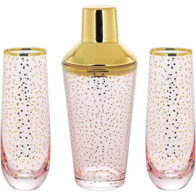 American Atelier Cocktail Shaker with 2 Stemless Flutes