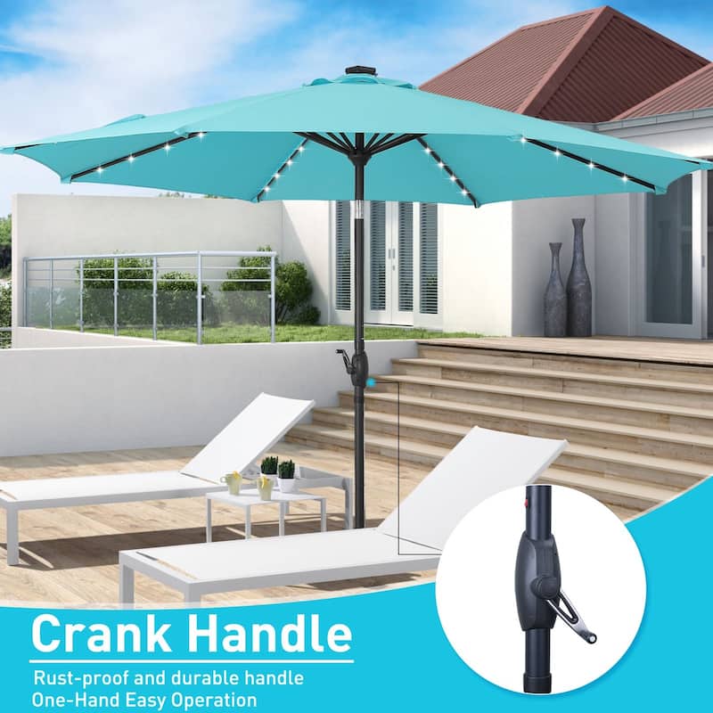 Autlaycil 10FT Solar Power LED Lights Patio Umbrella