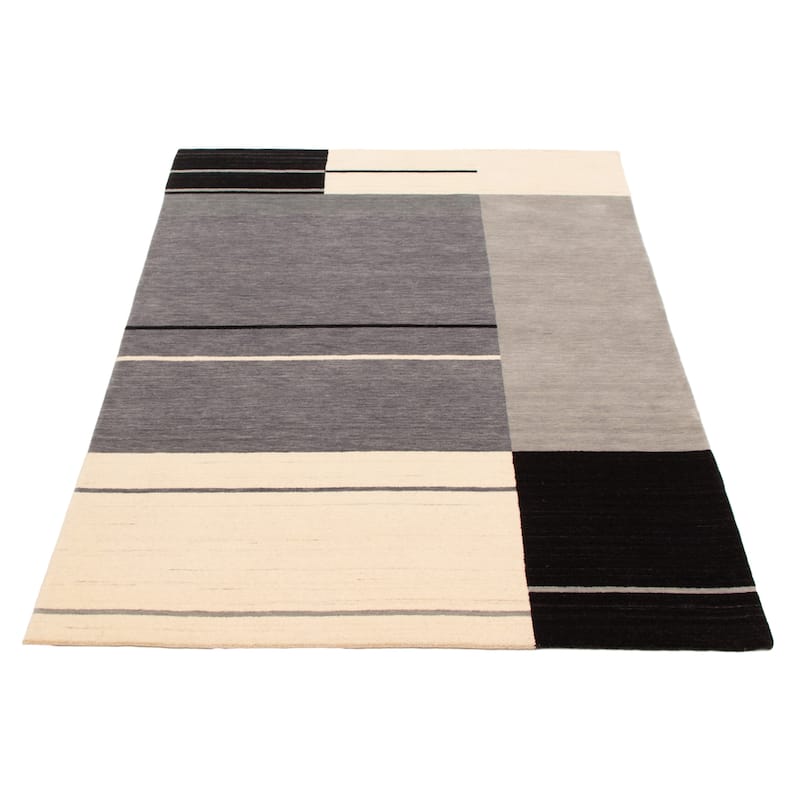 ECARPETGALLERY Hand-knotted Kashkuli Gabbeh Grey Wool Rug - 5'6 x 7'10