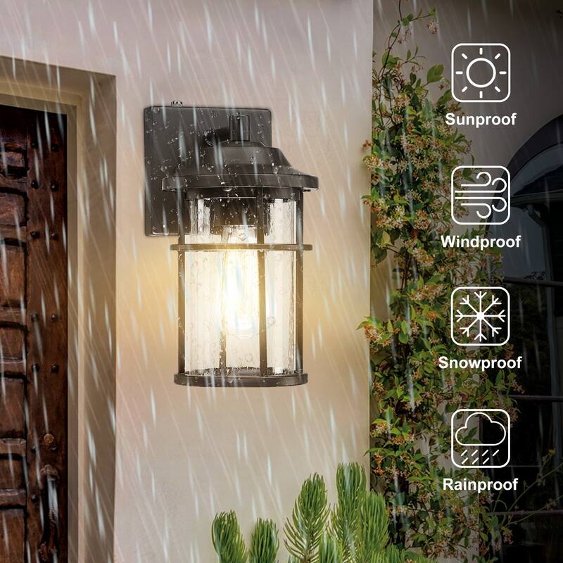 1-Light Black Dusk-to-Dawn Outdoor Wall Light